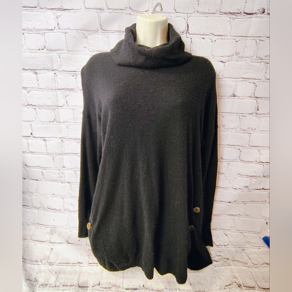 Madewell Merino Alpaca Blend Turtleneck Crestland Side Button Tunic Black Sweate